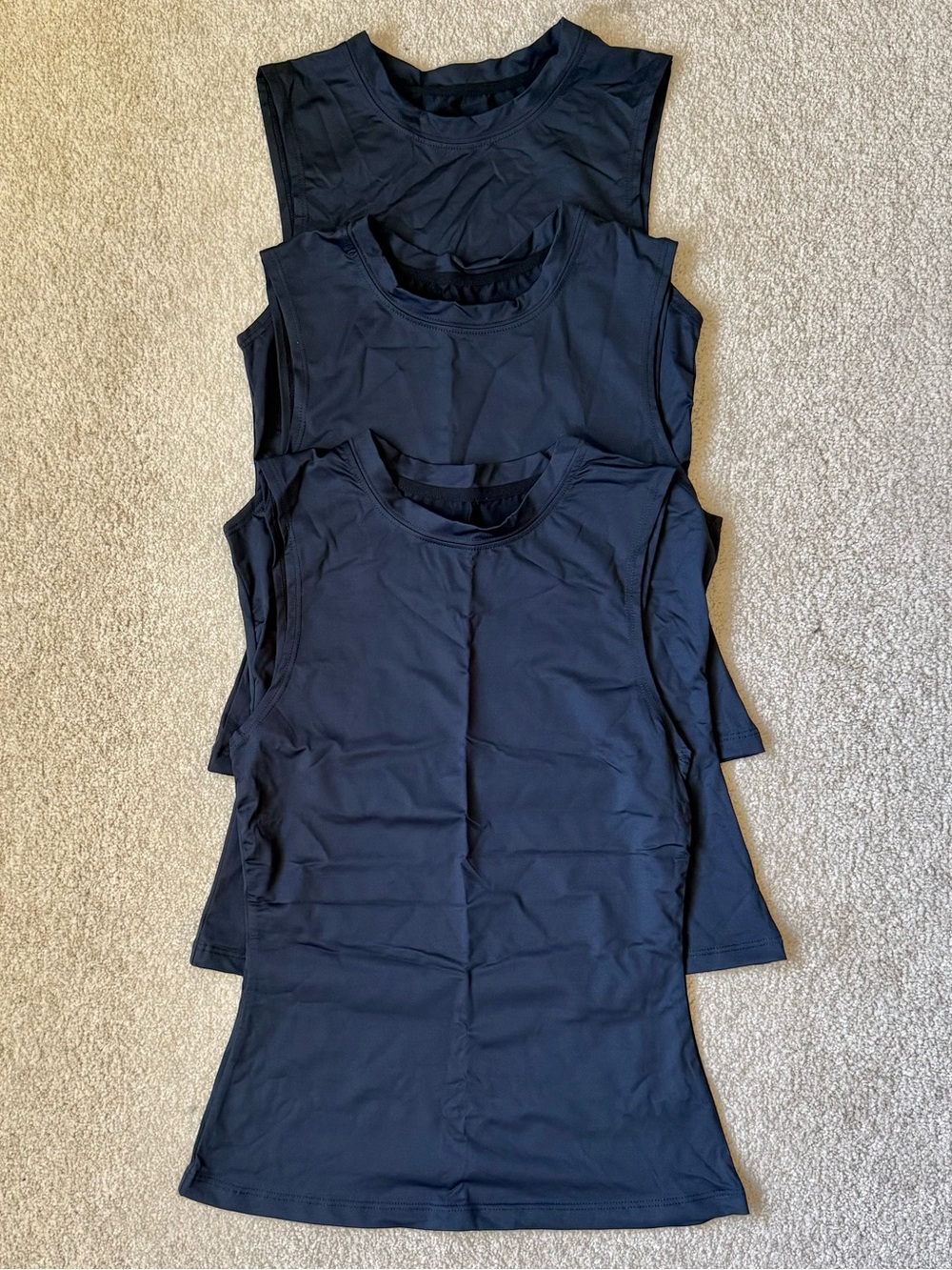 Made In Canada “Brand New” 3-Piece Fitted Black Sleeveless Tank Top SZ.XS